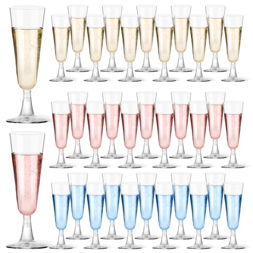 Plastic Champagne Flutes 40 Pack, 5.5 Oz Clear Disposable Plastic Champagne