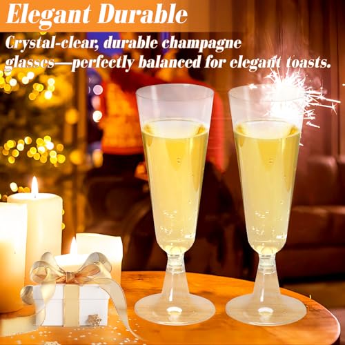 Plastic Champagne Flutes 40 Pack, 5.5 Oz Clear Disposable Plastic Champagne Glasses, Wine Glasses Cups for Wedding Celebration Birthday Party Valentines Wine Tasting New Years Eve Party Supplies - My Kitchen Products