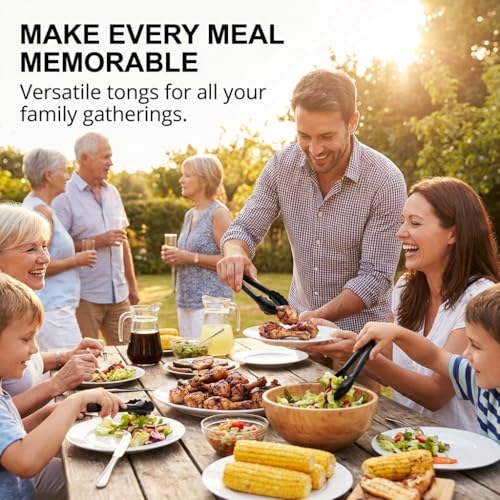 Plastic Tongs for Serving (Pack of 12) 9 Inch - Heavy-Duty Hard Plastic Reusable or Disposable Serving Tongs for Catering, Dinner Parties, Banquets, Buffets, Events, Weddings and Everyday Use, Black - My Kitchen Products