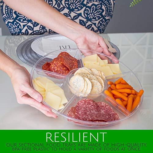 Plasticpro 6 Sectional Round Plastic Serving Tray/Platters Clear Pack of 2 - My Kitchen Products