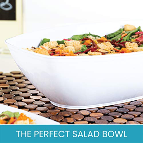 PLASTICPRO Disposable Oval Serving Bowls, Party Snack or Salad Bowl, 72-Ounce, Plastic (4, WHITE BOWLS) - My Kitchen Products
