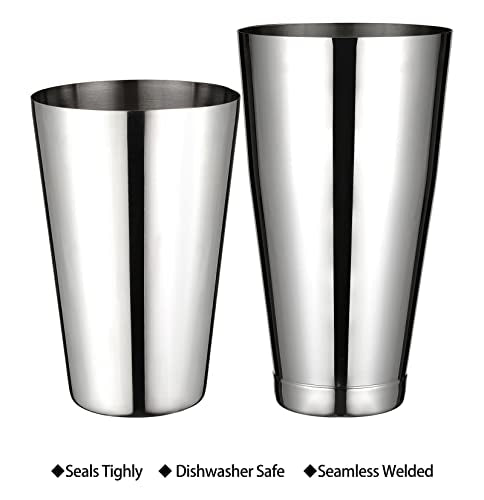 Plat Star Boston Cocktail Shaker Set, Weighted 28oz Unweighted 18oz Shaker Tins, 304 Stainless Steel Leak-Proof Drink Mixer Cup, Metal Bartender Tools for Home Bar & Commercial, Silver - My Kitchen Products