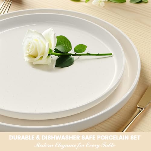 Plates and Bowls Sets, Dinnerware Sets for 4, 12 Pieces Scratch Resistant Dishware Dishes Set, Ceramic Kitchen Dinner Set, Porcelain & Microwave and Dishwasher Safe, Cream White - My Kitchen Products
