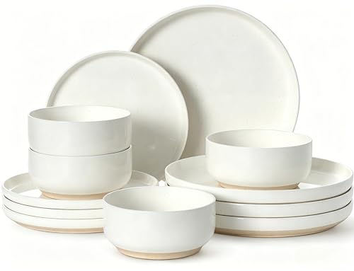 Plates and Bowls Sets, Dinnerware Sets for 4, 12 Pieces Scratch Resistant Dishware Dishes Set, Ceramic Kitchen Dinner Set, Porcelain & Microwave and Dishwasher Safe, Cream White - My Kitchen Products