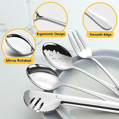 Pleafind 16 PCS Serving Utensils, Stainless Steel Serving Utensils Set with Serving Spoons, Slotted Serving Spoons, Serving Forks and Serving Tongs, Serving Utensils for Parties Buffet Banquet - My Kitchen Products