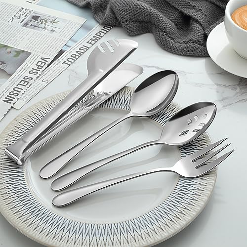 Pleafind 16 PCS Serving Utensils, Stainless Steel Serving Utensils Set with Serving Spoons, Slotted Serving Spoons, Serving Forks and Serving Tongs, Serving Utensils for Parties Buffet Banquet - My Kitchen Products