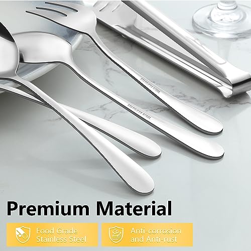 Pleafind 16 PCS Serving Utensils, Stainless Steel Serving Utensils Set with Serving Spoons, Slotted Serving Spoons, Serving Forks and Serving Tongs, Serving Utensils for Parties Buffet Banquet - My Kitchen Products