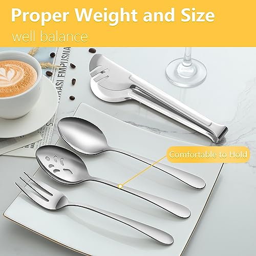 Pleafind 16 PCS Serving Utensils, Stainless Steel Serving Utensils Set with Serving Spoons, Slotted Serving Spoons, Serving Forks and Serving Tongs, Serving Utensils for Parties Buffet Banquet - My Kitchen Products