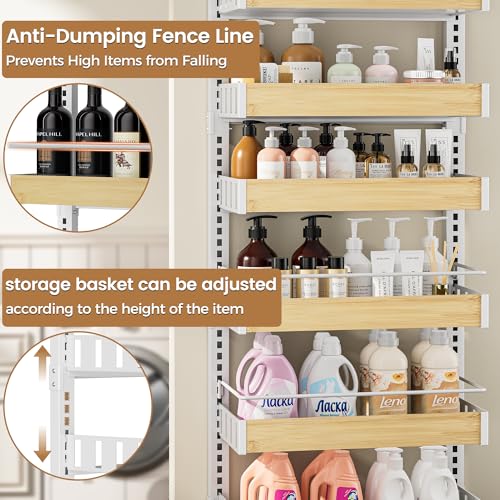 POKIPO 8 Tier Over The Door Pantry Organizer, 2 IN 1 Wall Mount or Hanging Spice Rack Seasoning Shelves with Adjustable Basket, Back of Door Organizer and Storage for Kitchen Cabinet and Room Closet - My Kitchen Products