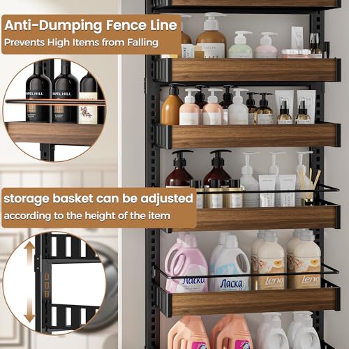 POKIPO 8 Tier Over The Door Pantry Organizer, 2 IN 1 Wall Mount or Hanging Spice Rack Seasoning Shelves with Adjustable Basket, Back of Door Organizer and Storage for Kitchen Cabinet and Room Closet - My Kitchen Products
