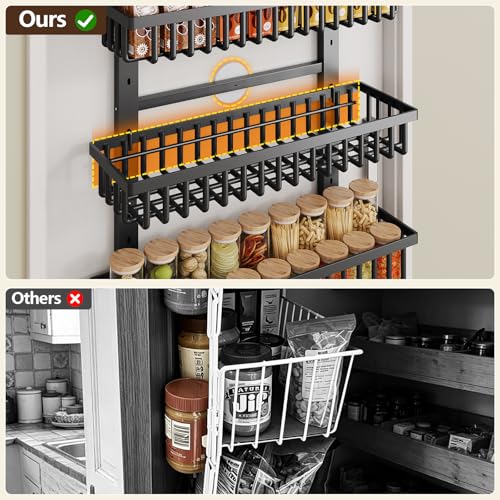 POKIPO 9 Tier Over The Door Pantry Organizer, 2 in 1 Wall Mount or Hanging Spice Rack with Adjustable Deep Basket, Heavy-Duty Seasoning Organizer and Storage for Kitchen Cabinet Closet Bathroom - My Kitchen Products