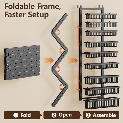 POKIPO 9 Tier Over The Door Pantry Organizer, 2 in 1 Wall Mount or Hanging Spice Rack with Adjustable Deep Basket, Heavy-Duty Seasoning Organizer and Storage for Kitchen Cabinet Closet Bathroom - My Kitchen Products