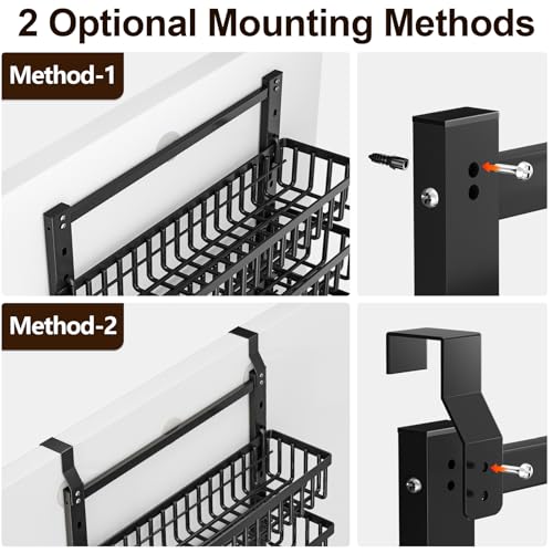 POKIPO 9 Tier Over The Door Pantry Organizer, 2 in 1 Wall Mount or Hanging Spice Rack with Adjustable Deep Basket, Heavy-Duty Seasoning Organizer and Storage for Kitchen Cabinet Closet Bathroom - My Kitchen Products