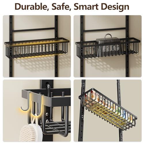 POKIPO 9 Tier Over The Door Pantry Organizer, 2 in 1 Wall Mount or Hanging Spice Rack with Adjustable Deep Basket, Heavy-Duty Seasoning Organizer and Storage for Kitchen Cabinet Closet Bathroom - My Kitchen Products