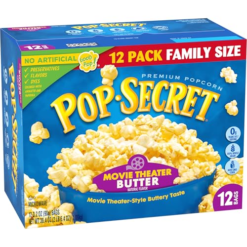 Pop Secret Microwave Popcorn, Movie Theater Butter, Flavor, 3.2 Oz Sharing Bags, 12 Ct - My Kitchen Products