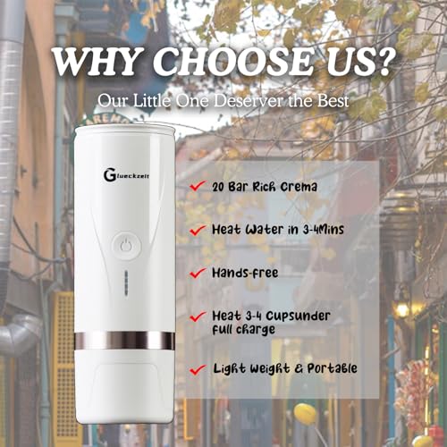 Portable Electric Espresso Machine, Car Travel Self-Heating Electric Coffee Maker for Camping with Type-C, Suitable for ground coffee and Ns capsules for RV, Hiking, Office Spring Travel White Heating - My Kitchen Products