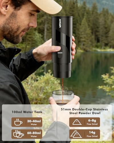 Portable Electric Espresso Machine & Manual Coffee Grinder & Electric Milk Frother All in 1 Mini Travel Coffee Maker Set for Camping, Car, RV, Hiking, Office, Home, Ground Coffee & NS Capsules Pod - My Kitchen Products