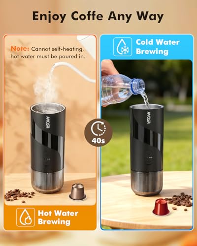 Portable Electric Espresso Machine & Manual Coffee Grinder & Electric Milk Frother All in 1 Mini Travel Coffee Maker Set for Camping, Car, RV, Hiking, Office, Home, Ground Coffee & NS Capsules Pod - My Kitchen Products