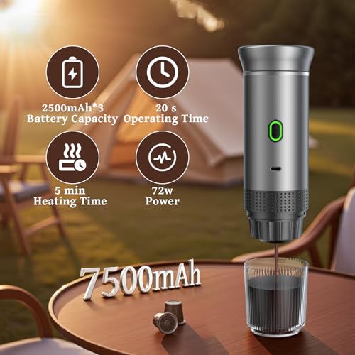 Portable Espresso Machine for Travel, Travel Coffee Maker 20-Bar Extraction, 150 ML，Coffee Maker Self-Heating with USB-C, Compatible with Ground Coffee & NS Capsule for Hiking and Camping (Green) - My Kitchen Products