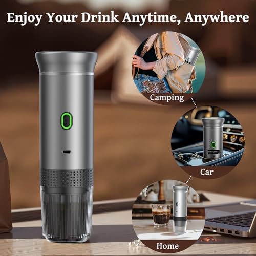 Portable Espresso Machine for Travel, Travel Coffee Maker 20-Bar Extraction, 150 ML，Coffee Maker Self-Heating with USB-C, Compatible with Ground Coffee & NS Capsule for Hiking and Camping (Green) - My Kitchen Products