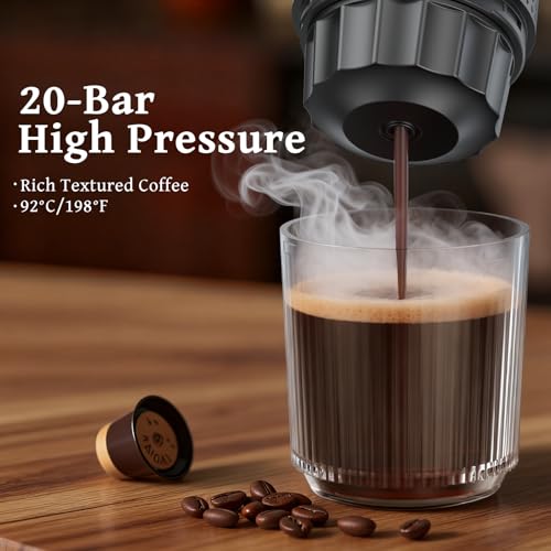 Portable Espresso Machine for Travel, Travel Coffee Maker 20-Bar Extraction, 150 ML，Coffee Maker Self-Heating with USB-C, Compatible with Ground Coffee & NS Capsule for Hiking and Camping (Green) - My Kitchen Products