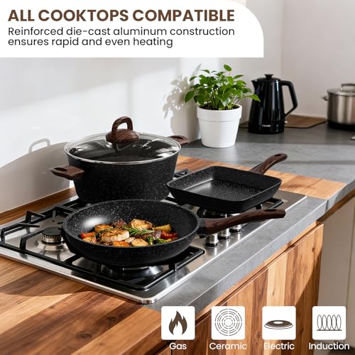 Pots and Pans Set Non Stick, 31 Piece Kitchen Induction Cookware & Bakeware Set, Nonstick Kitchen Cooking Pans Set with Frying Pans Set Grill Pan Saucepan Baking Sheet & Utensils, PFOA Free - My Kitchen Products