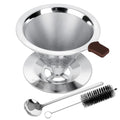 Pour Over Coffee Dripper, LOOFORE Stainless Steel Coffee Filter, Metal Cone Filter Paperless Reusable Coffee Filter Single Cup Coffee Maker 1-2 Cup, with Spoon and Silicone Tray, Cleaning Brush - My Kitchen Products