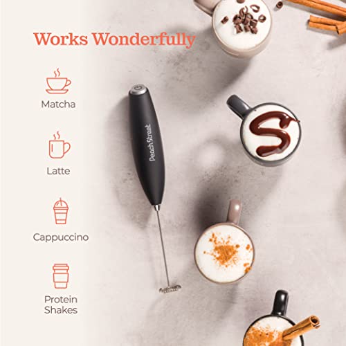 Powerful Handheld Milk Frother, Mini Milk Foamer, Battery Operated (Not included) Stainless Steel Drink Mixer for Coffee, Lattes, Cappuccino, Frappe, Matcha, Hot Chocolate. - My Kitchen Products