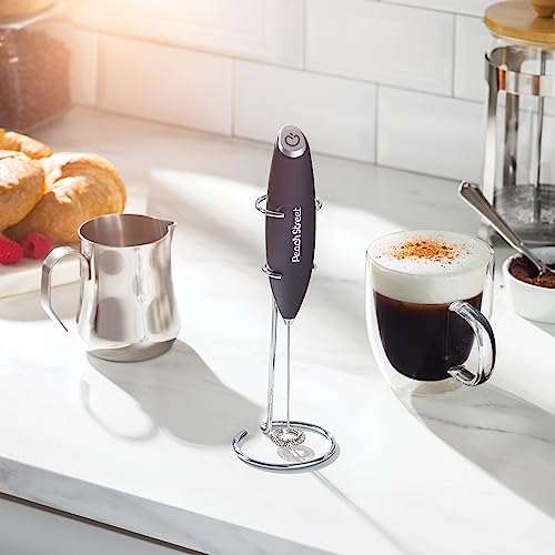 Powerful Handheld Milk Frother, Mini Milk Frother Wand, Battery Operated Stainless Steel Drink Mixer - Frother Stand for Milk Coffee, Lattes, Cappuccino, Frappe, Matcha, Hot Chocolate. Gift - My Kitchen Products
