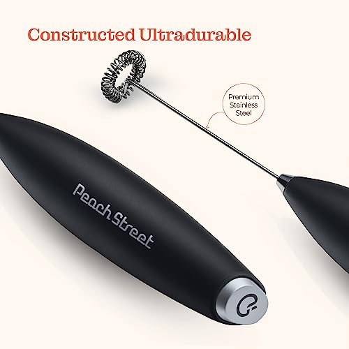 Powerful Handheld Milk Frother, Mini Milk Frother Wand, Battery Operated Stainless Steel Drink Mixer - Frother Stand for Milk Coffee, Lattes, Cappuccino, Frappe, Matcha, Hot Chocolate. Gift - My Kitchen Products