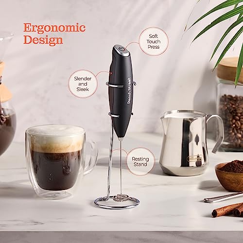 Powerful Handheld Milk Frother, Mini Milk Frother Wand, Battery Operated Stainless Steel Drink Mixer - Frother Stand for Milk Coffee, Lattes, Cappuccino, Frappe, Matcha, Hot Chocolate. Gift - My Kitchen Products