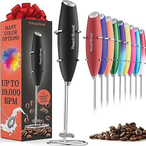 Powerful Handheld Milk Frother, Mini Milk Frother Wand, Battery Operated Stainless Steel Drink Mixer - Frother Stand for Milk Coffee, Lattes, Cappuccino, Frappe, Matcha, Hot Chocolate. Gift - My Kitchen Products