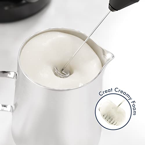 Powerful Milk Frother Handheld Foam Maker, Mini Whisk Drink Mixer for Coffee, Cappuccino, Latte, Matcha, Hot Chocolate, With Stand, Black - My Kitchen Products