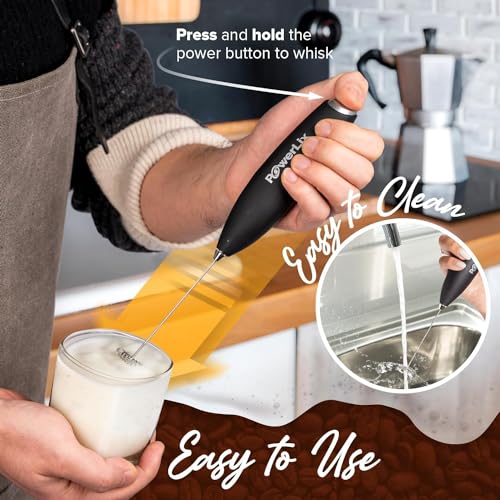 PowerLix Powerful Handheld Milk Frother With Stand Battery Operated Foam Maker Frother Wand For Coffee (A Black) (A Black) - My Kitchen Products