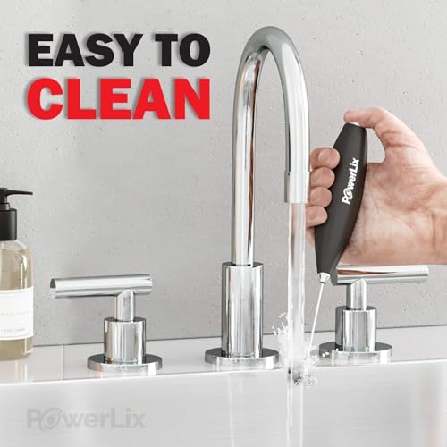 PowerLix Powerful Handheld Milk Frother With Stand Battery Operated Foam Maker Frother Wand For Coffee (A Black) (A Black) - My Kitchen Products