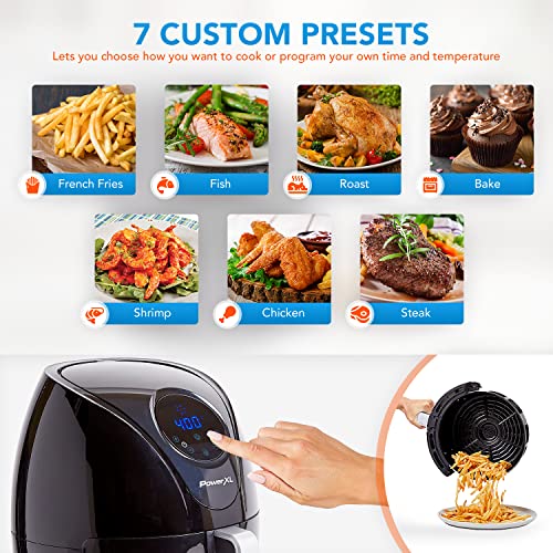 PowerXL Air Fryer 7 QT Maxx Classic, Extra Hot Air Fry, Cook, Crisp, Broil, Roast, Bake, High Gloss Finish, Nonstick, Black - My Kitchen Products