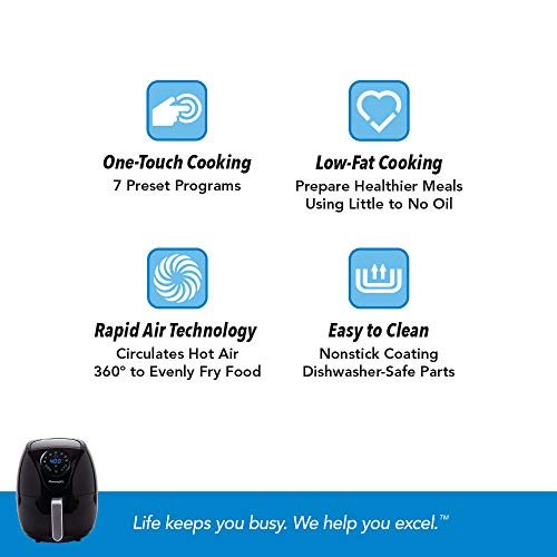PowerXL Air Fryer 7 QT Maxx Classic, Extra Hot Air Fry, Cook, Crisp, Broil, Roast, Bake, High Gloss Finish, Nonstick, Black - My Kitchen Products