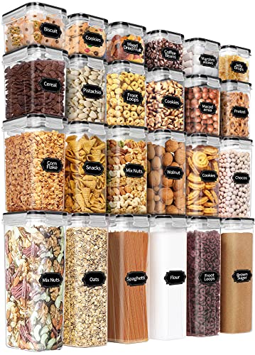 PRAKI Airtight Food Storage Containers Set with Lids - 24 PCS, BPA Free Kitchen and Pantry Organization, Plastic Leak-proof Canisters for Cereal Flour & Sugar - Labels & Marker - My Kitchen Products