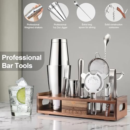 Premium 15-Piece Mixology Bartender Kit – Stainless Steel Cocktail Shaker Set with Wooden Stand | Professional Boston Shaker Bar Tool Set for Home & Expert Mixologists | Luxury Cocktail Making Gift - My Kitchen Products