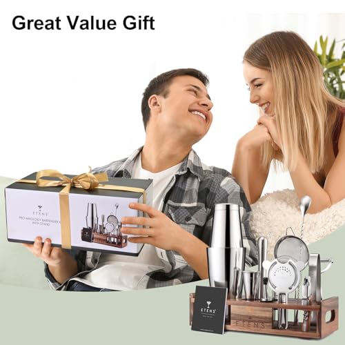 Premium 15-Piece Mixology Bartender Kit – Stainless Steel Cocktail Shaker Set with Wooden Stand | Professional Boston Shaker Bar Tool Set for Home & Expert Mixologists | Luxury Cocktail Making Gift - My Kitchen Products