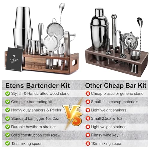 Premium 15-Piece Mixology Bartender Kit – Stainless Steel Cocktail Shaker Set with Wooden Stand | Professional Boston Shaker Bar Tool Set for Home & Expert Mixologists | Luxury Cocktail Making Gift - My Kitchen Products