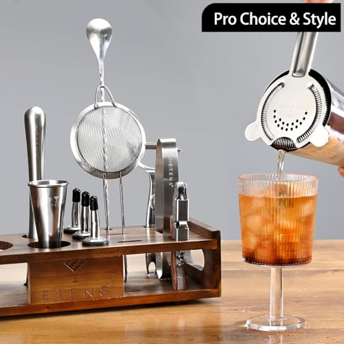 Premium 15-Piece Mixology Bartender Kit – Stainless Steel Cocktail Shaker Set with Wooden Stand | Professional Boston Shaker Bar Tool Set for Home & Expert Mixologists | Luxury Cocktail Making Gift - My Kitchen Products