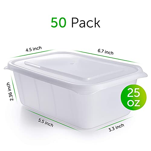 Prep Naturals 25 oz Meal Prep Containers - BPA-Free Food Storage Containers with Lids - Microwave & Freezer Safe Soup Bowls with Lids - Dishwasher Safe Meal Prep Bowls - Pack of 50, Clear - My Kitchen Products