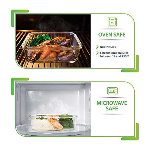 PrepNaturals 5 Pack 30oz Glass Meal Prep Containers - 1 Compartment - My Kitchen Products