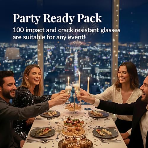 Prestee 100 Pack Clear Plastic Champagne Flutes - 4.5 oz Durable Disposable Champagne Glasses for Parties, Weddings, Toasting and Large Celebrations - Elegant Wine Glasses Stemware for Easy Cleanup - My Kitchen Products