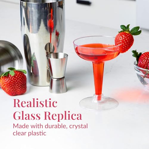 Prestee 24 Clear Plastic Coupe Glasses 4oz - Disposable Plastic Cocktail Cups, Martini Glasses, Margarita Glass, Champagne Glass for Parties, Cinco de Mayo, Taco Party, Weddings Decorations - My Kitchen Products