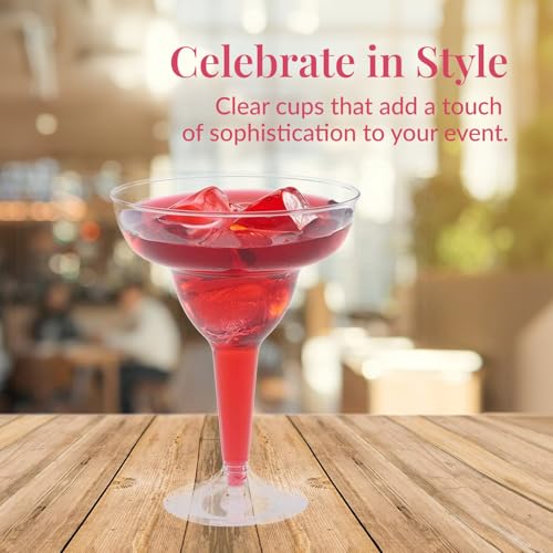 Prestee 50 Clear Plastic Margarita Glasses, 12oz - Heavy Duty Margarita Glasses Disposable for Cinco de Mayo Party Decorations, Taco Party, Plastic Cocktail Cups - My Kitchen Products