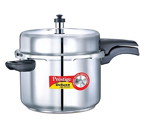 Prestige 8-Liter Deluxe Alpha Induction Base Stainless Steel Pressure Cooker, Small, Silver - My Kitchen Products