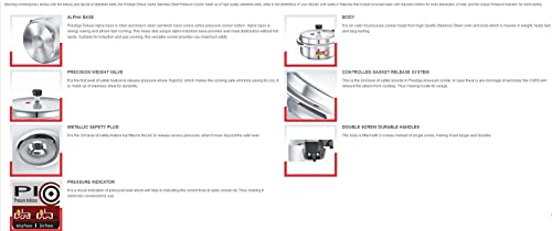 Prestige Deluxe Alpha Stainless Steel Pressure Cooker, 2 Liters/2.11 Quarts - My Kitchen Products