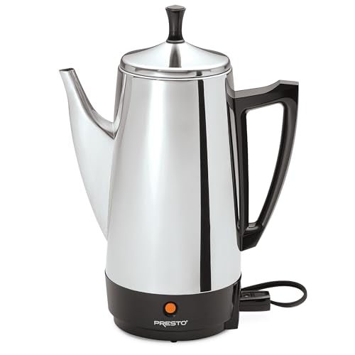 Presto 02811 Stainless Steel Electric Coffee Percolator - 12-Cups, Easy-Pour Spout, Stay-Cool Handle, Make 2-12 Cups - My Kitchen Products